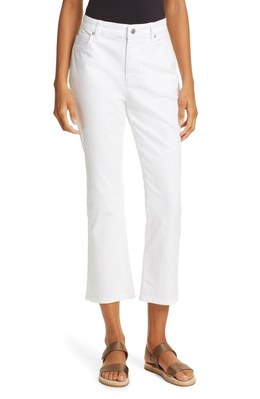 Eileen Fisher Women's Organic Cotton Denim Bootcut Jeans White Size 8 NWT